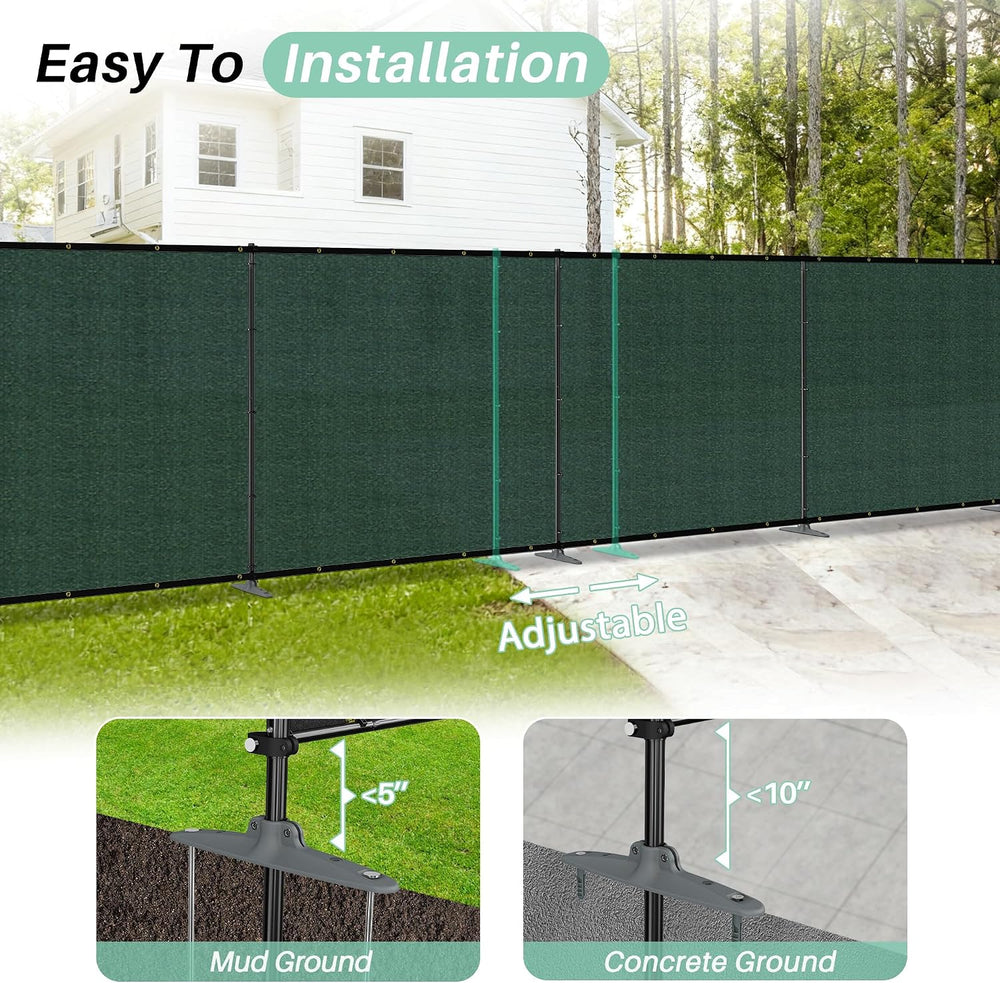 SunnyRoyal 5' x 24' Privacy Fence Screen Panel with Iron Poles Freest...