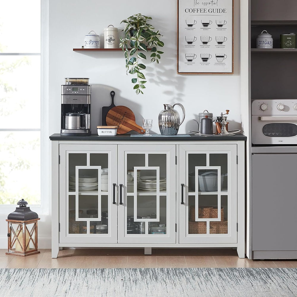 Joaxswe 55" Farmhouse Large Sideboard Buffet Cabinet with Storage, White