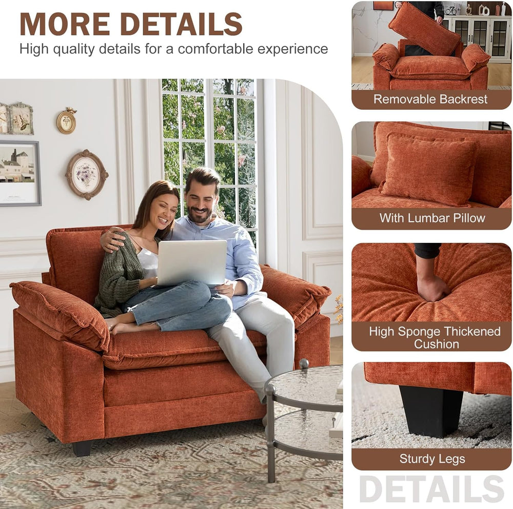 CDCASA Oversized Accent Chair, Comfy Cloud Sofa Chair, Terracotta Orange