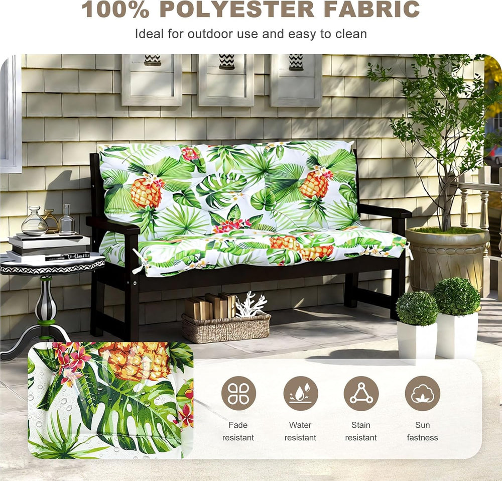 Porch Swing Cushion with Backrest,Waterproof Bench Cushion for Outdoor Furnit...