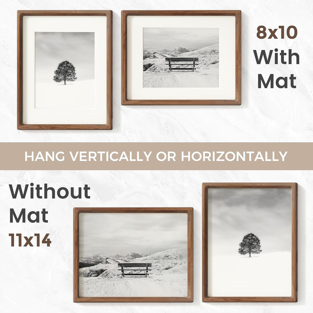 Picture Frame, USA-Sourced Hardwood Photo Frame, Walnut, 11x14