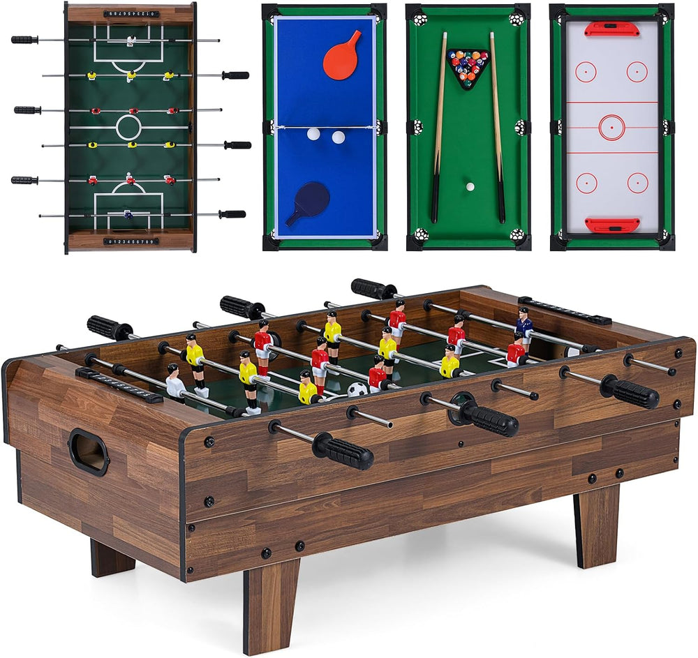 Giantex 4-in-1 Multi Game Table, Combo Foosball Game Table Top w/Billiards, P...