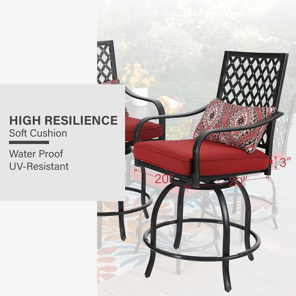 MFSTUDIO 5-Piece Bar Height Patio Table and Chairs, Red