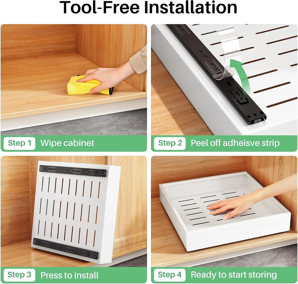 Pull out Cabinet Organizer, 21"Deep, Heavy Duty Full-Extension Slide out...