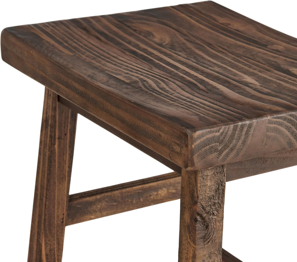 Alaterre Pomona Solid Wood Dining Bar Stool, Rustic Brown, 26 Inch