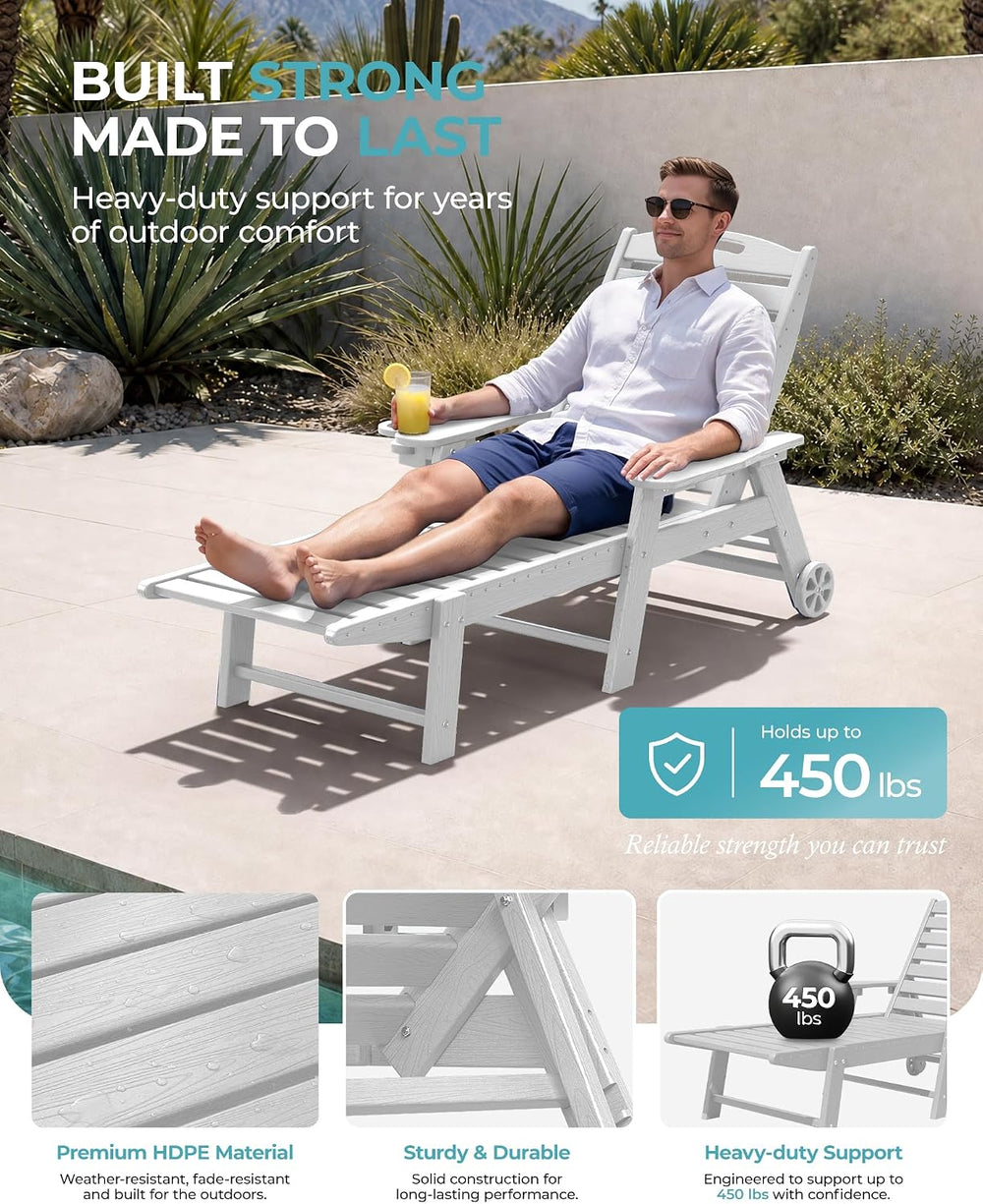 Ciokea Outdoor Chaise Lounge Chair Set of 2, Patio Lounge Chairs for Outside,...