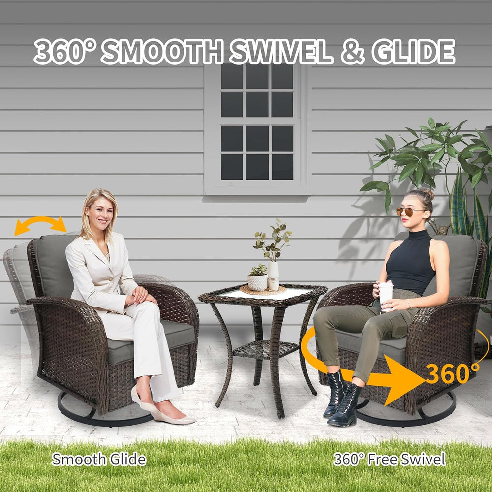 Patio Furniture Set 3 Pieces, Outdoor Swivel Glider Rocker Bistro Set