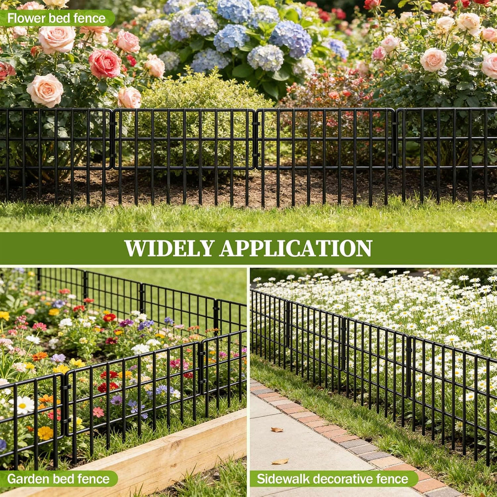 17in (H) x 27ft (L) Garden Fence Animal Barrier, 25 Panels Decorative Garden ...