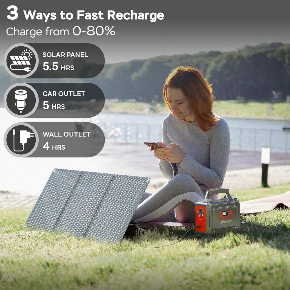MARBERO Portable Power Station 350W Peak Camping Solar Generator Laptop Charg...