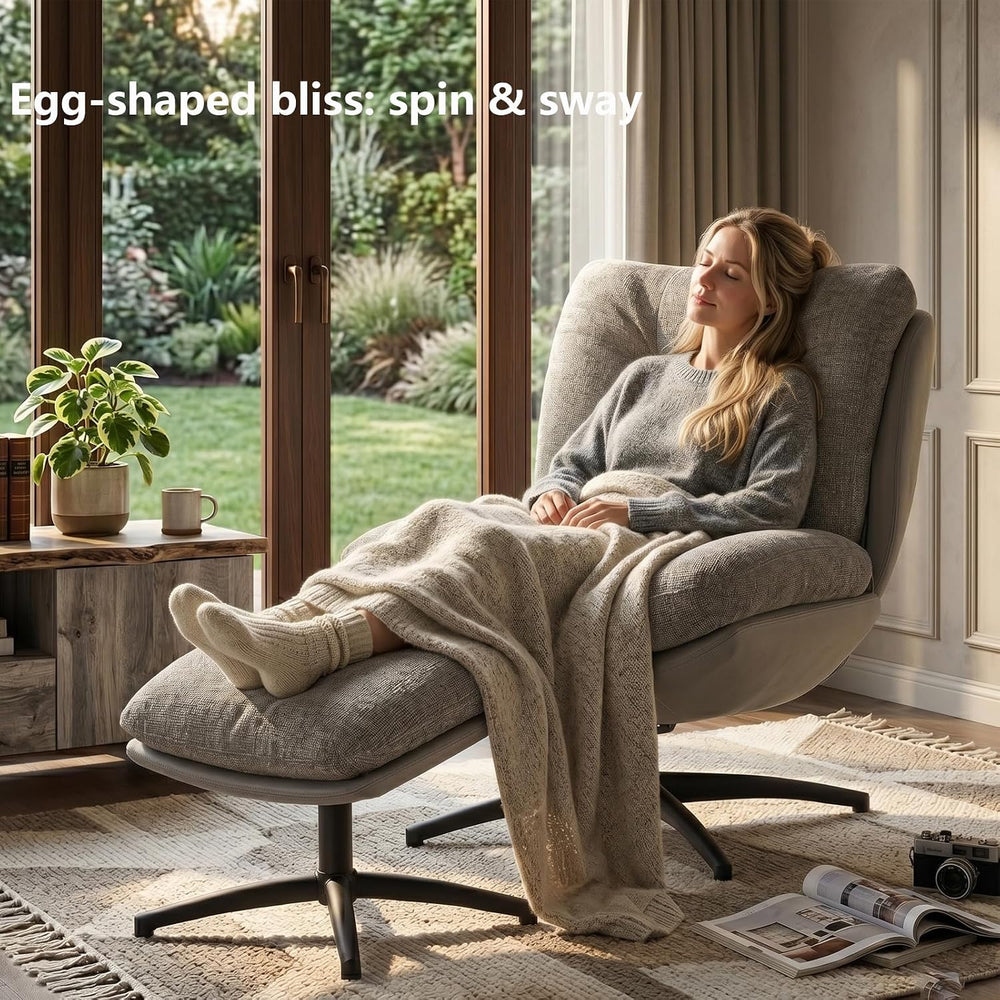 K Knowbody Swivel Accent Chair with Ottoman, 400lbs Capacity & Easy Assem...