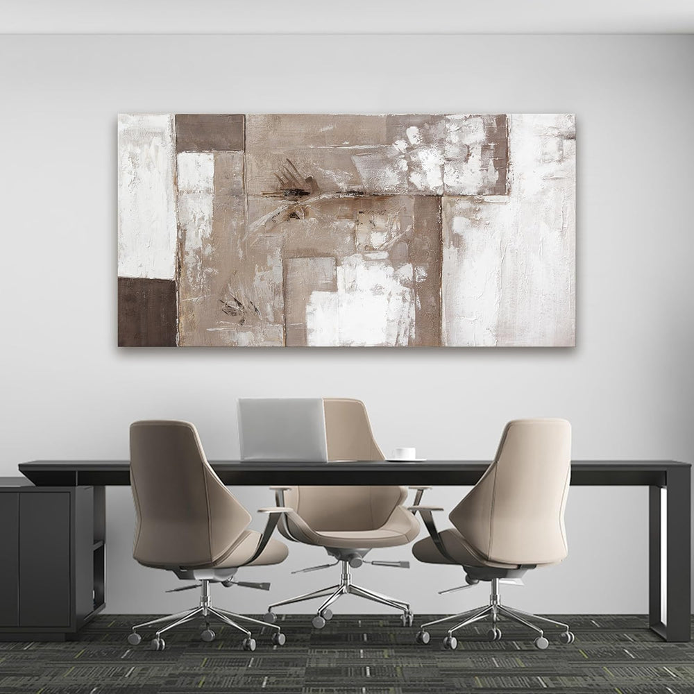 YISXINOAG Brown Grey White Abstract Wall Art Modern Fantasy Canvas 24"X4...