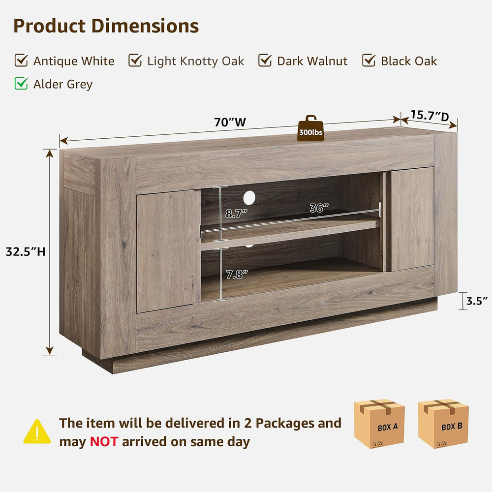 OKD Modern 70" TV Stand for 80" TV, Thick Block Media Console, Alde...