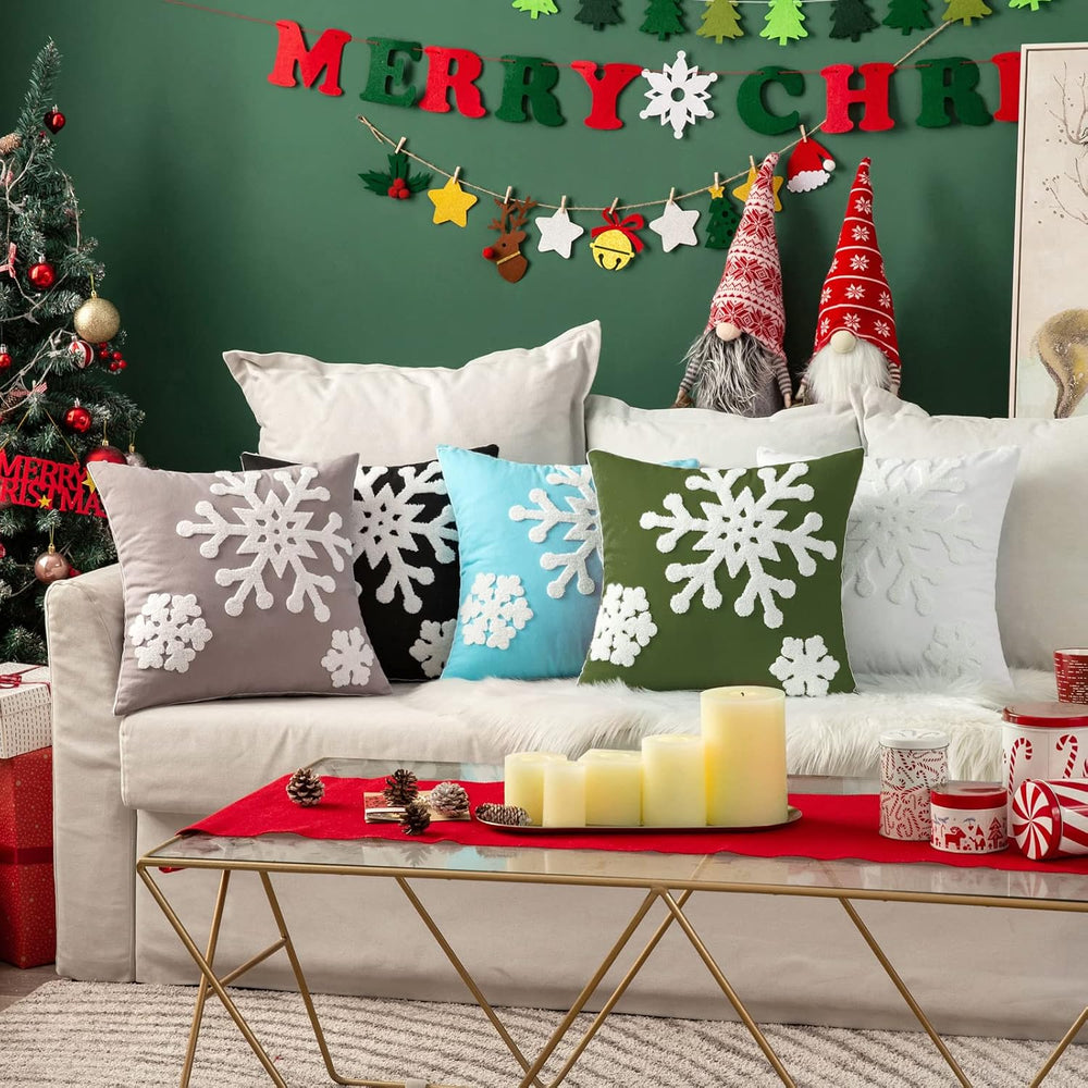 MIULEE Christmas Throw Pillow Covers Black Decorative Snowflake 20x20