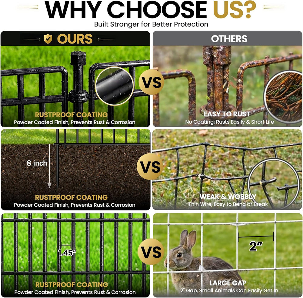 No Dig Garden Fence, Dog Fencing Outdoor for Yard, 10 Panels