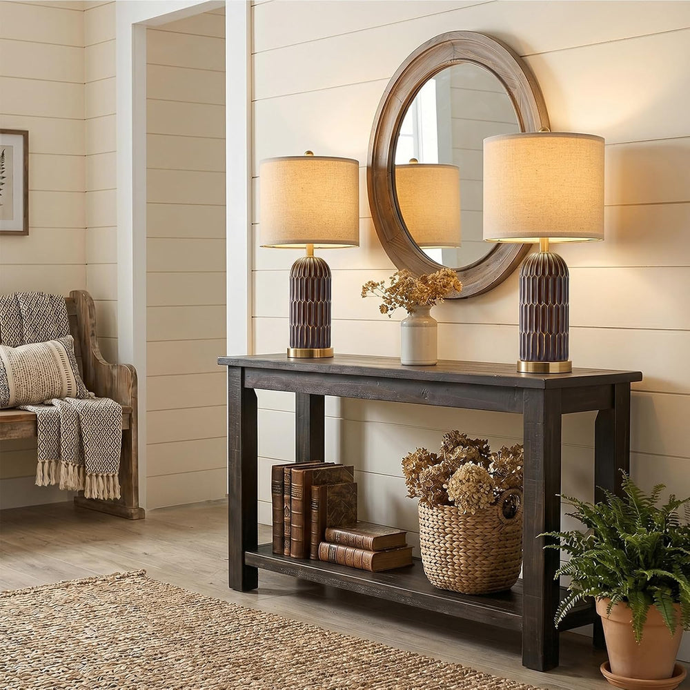OYEARS 22.5" Bedside Table Lamps Set of 2, Farmhouse Table Lamp with USB...