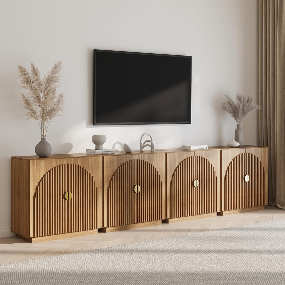BELLEZE Set of 3 33" Stacked Sideboard Buffet Cabinet - Caramel Brown