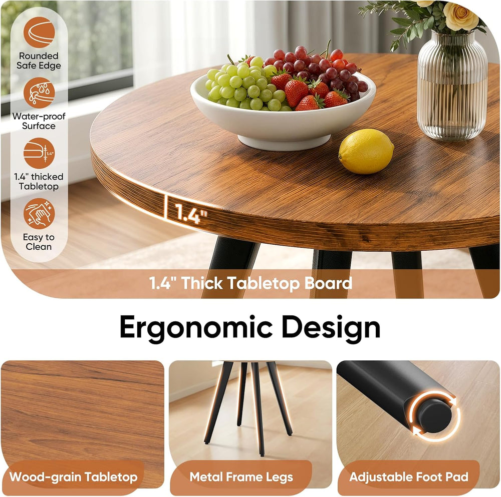 31.5" Round Dining Table Set for 4, Small Kitchen Table and Chairs Set