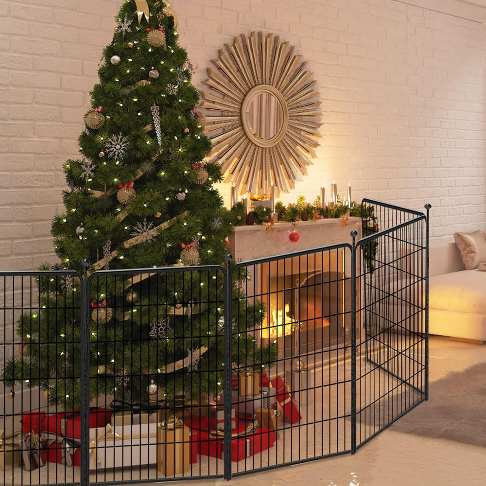 Decorative Garden Fence 32 Pack Black Metal Fence Panels 40in(H) x72ft(L) Tem...