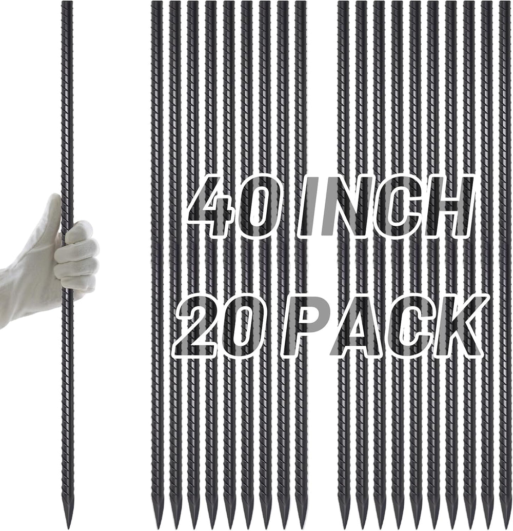 AAGUT Straight Rebar Stakes 40 Inch 1/2 Inch Thickness Concrete Form Stakes
