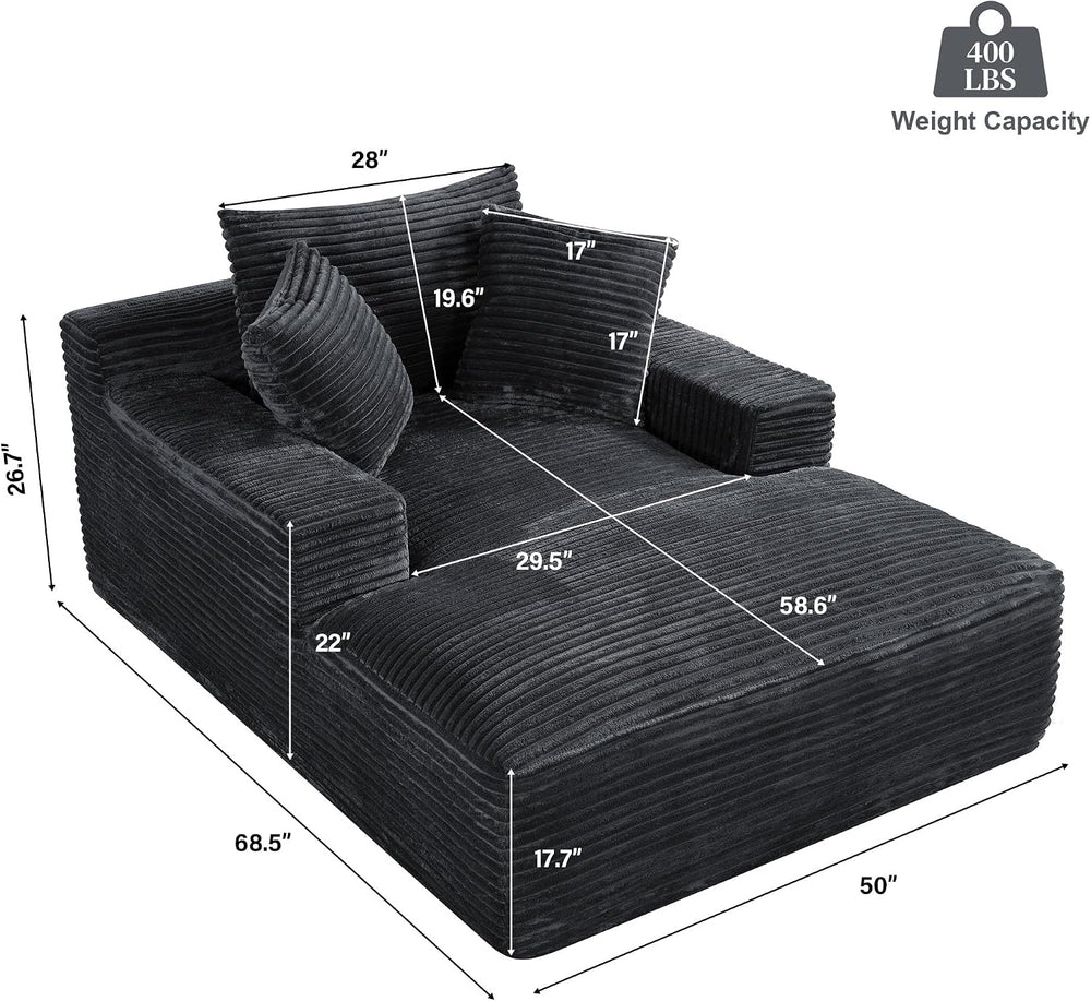 68.5" Oversized Chaise Lounge Chair Indoor for Living Room,Dark Grey