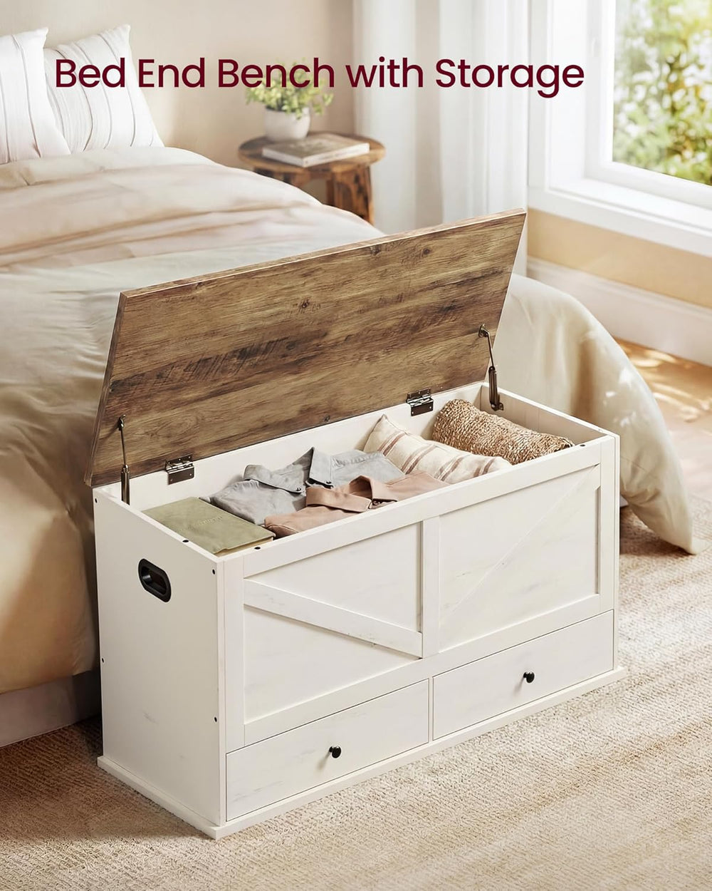 VASAGLE Storage Chest with 2 Fabric Drawers, 15.7 x 39.4 x 19.9 Inches