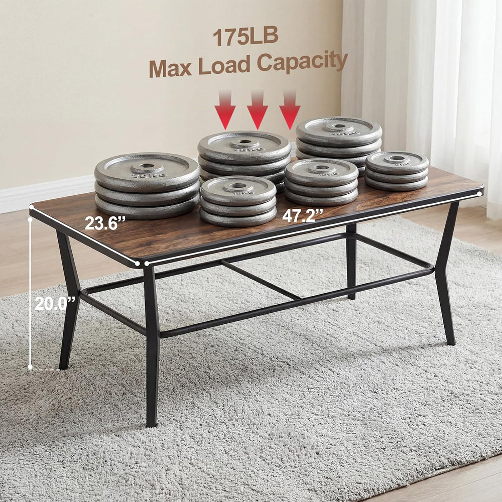ALAULM Outdoor Coffee Table, 47" Rectangle Metal Patio Coffee Table with...