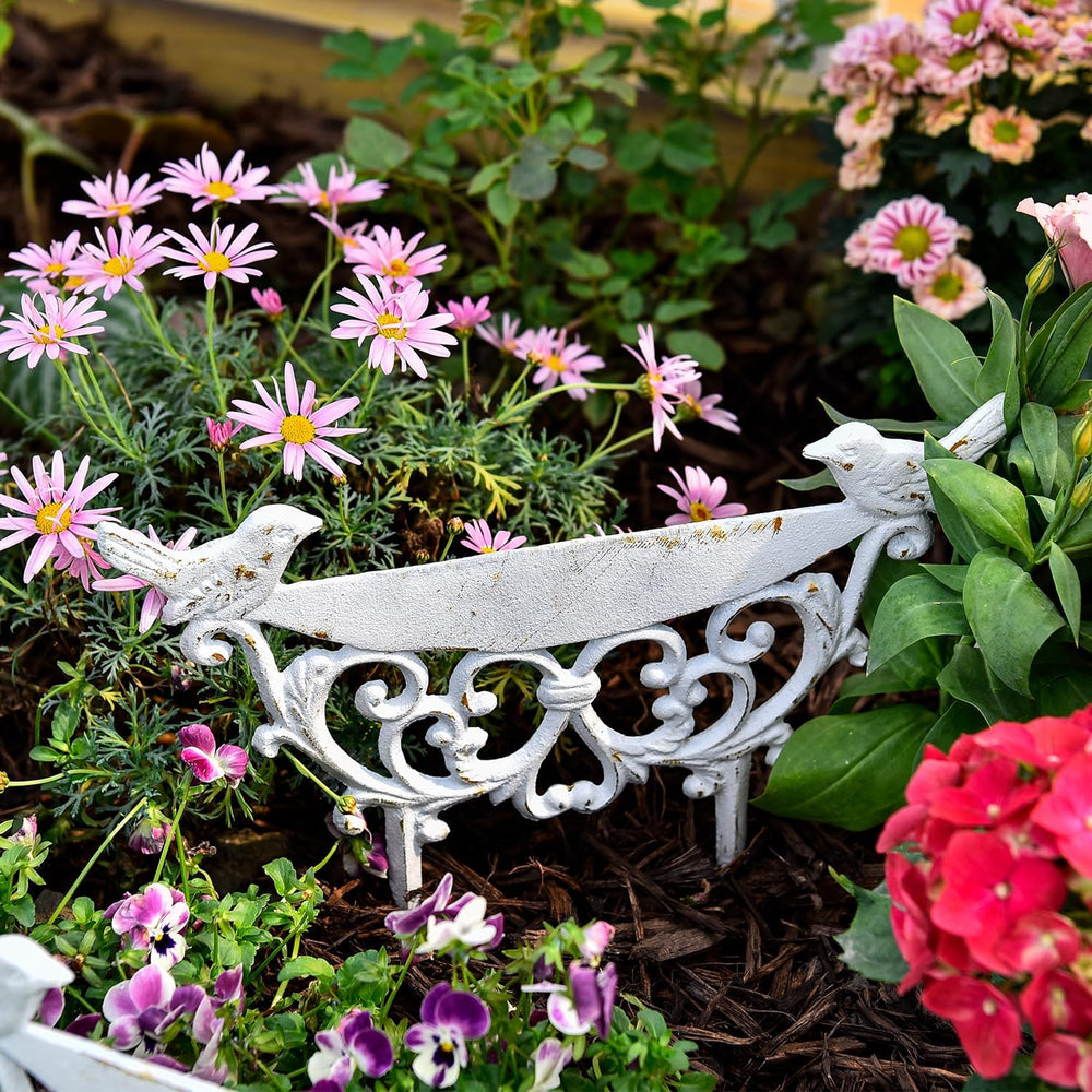 Sungmor Cast Iron Garden Edging Border, 9.9 Inches Tall, 4 Pack White
