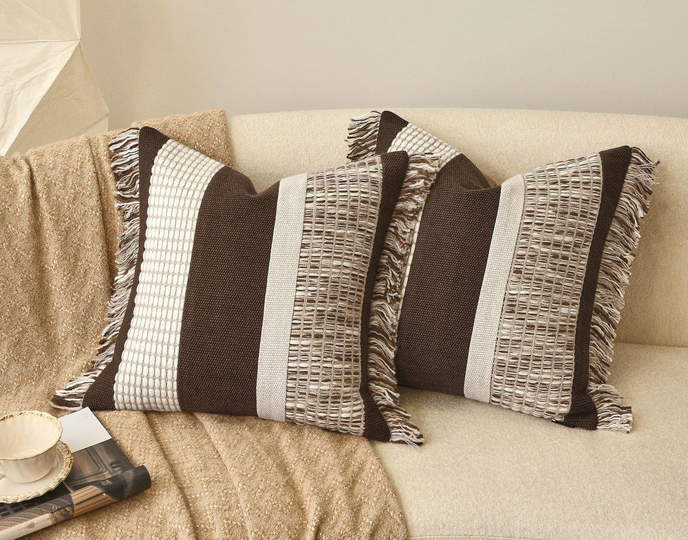 Dark Brown Boho Throw Pillow Cover 20x20