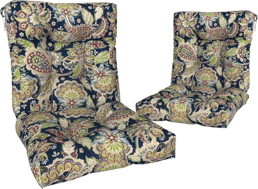 Outdoor Back Chair Cushions, Tufted Back Patio Furniture Cushions Set of 2, W...
