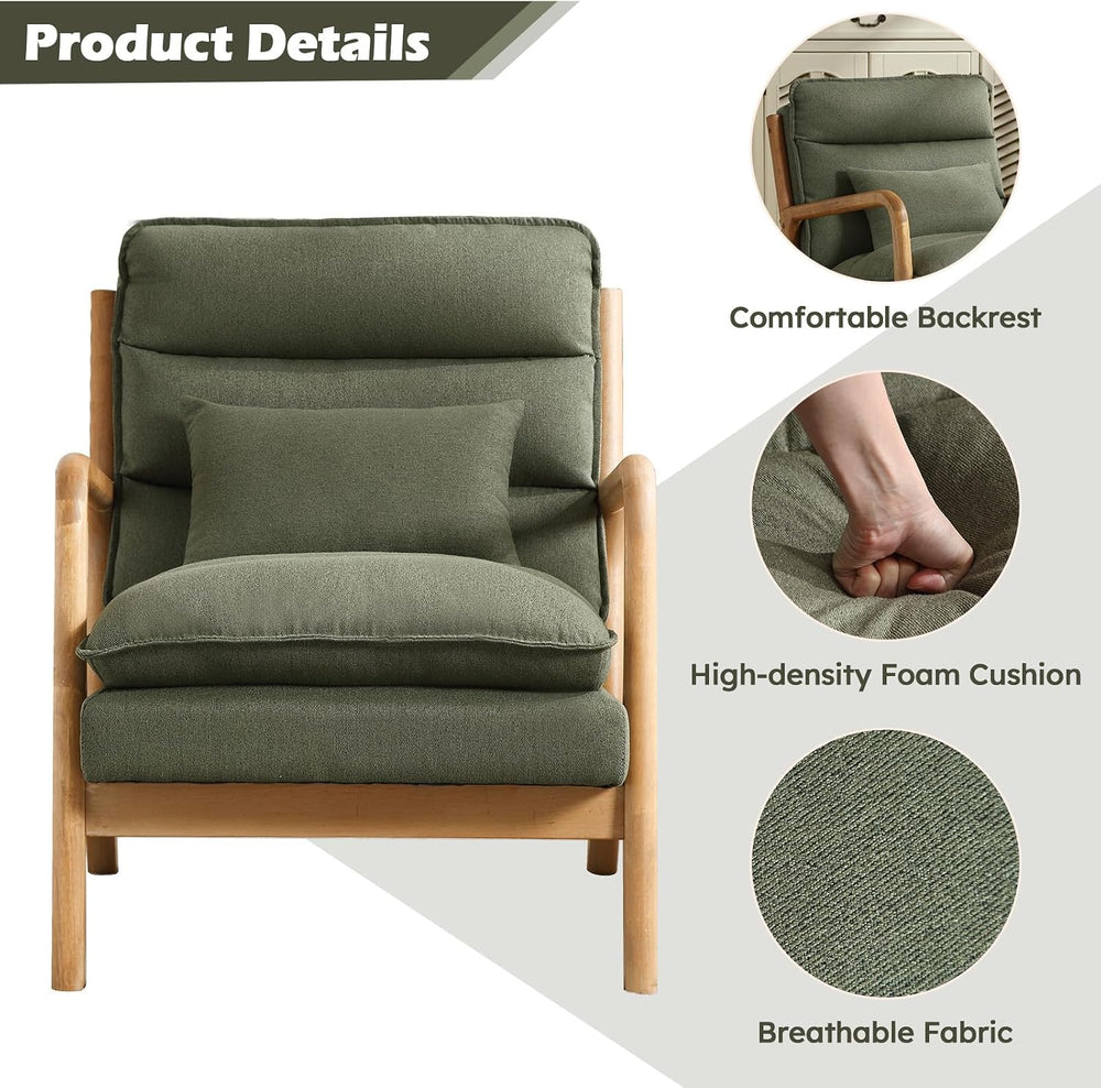 IOMOR Mid Century Modern Accent Chair, Upholstered Lounge Armchair with Plump...