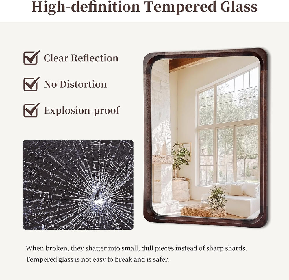 Tanmicoshomy Dark Wood Bathroom Rectangle Mirrors for Wall 30 x 40 Inch