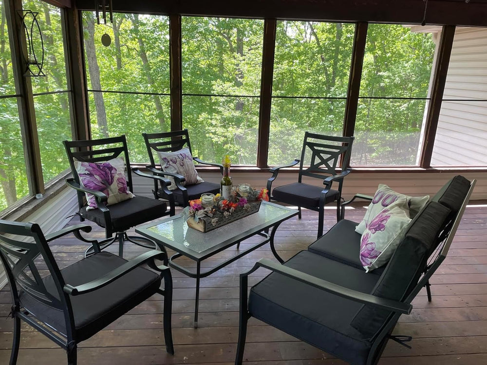 FLYMEI Patio Cushion Covers 25x25x5, Black, 4Packs