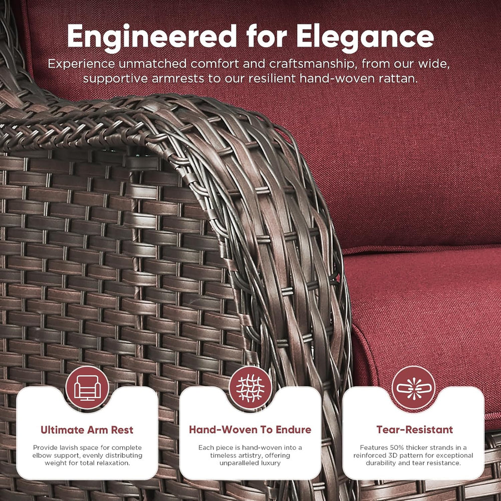 Belord Outdoor Swivel Chairs Set of 2,Patio Wicker Rocker Chairs,All Weather ...