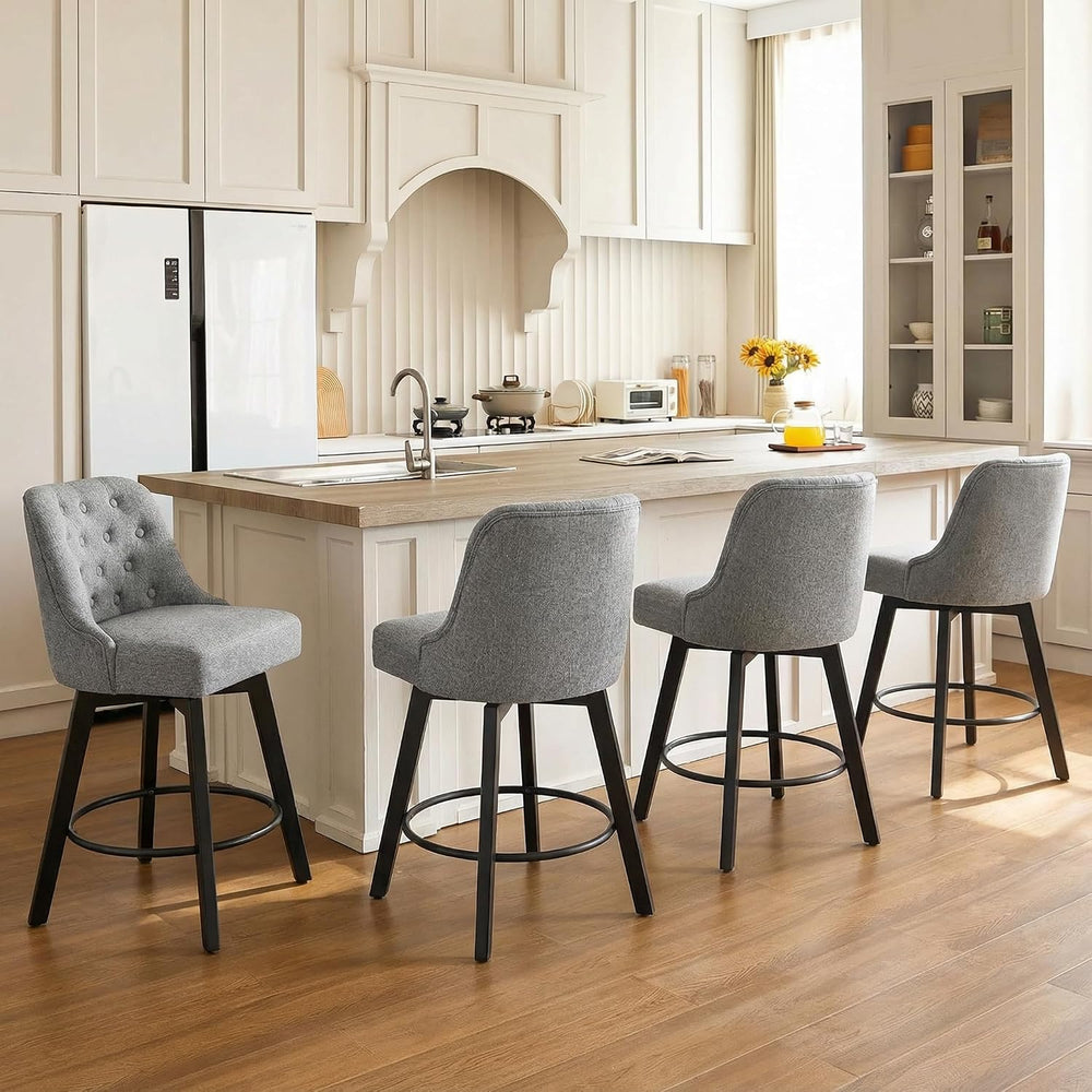 KISLOT Swivel Barstools, 26" Counter Height,2-Pack,Gray