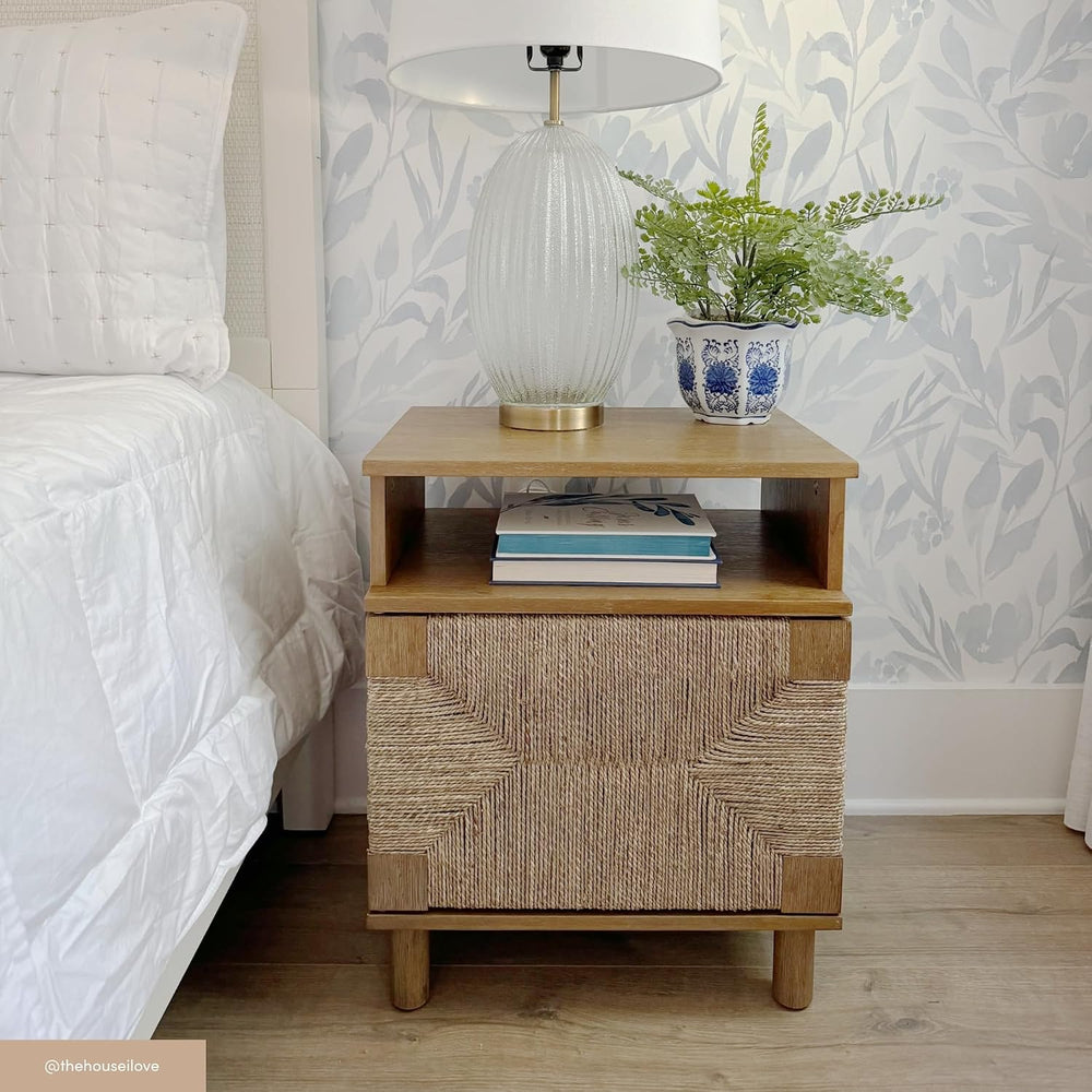 Nathan James Beacon Wood Nightstand, Bohemian Accent Table or Sofa Side Table...