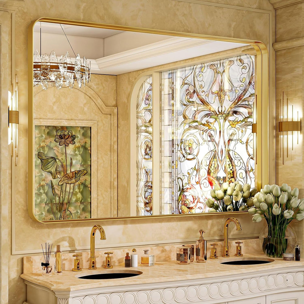 VooBang Bathroom Mirror 30"x48", Gold Gorgeous Deep Frame Wall Mirror