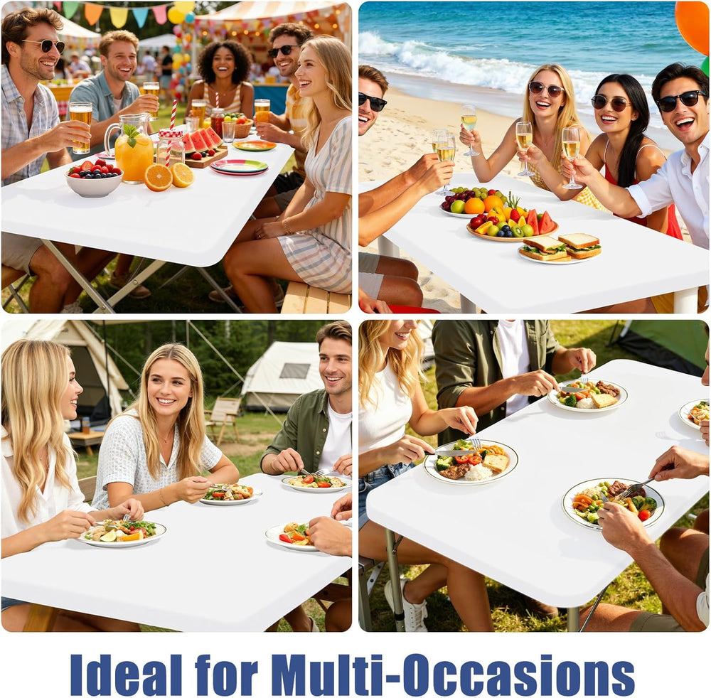 Moosfor 4 Pack Rectangle Spandex Fitted Table Cloth, 6FT Elastic Tablecloth