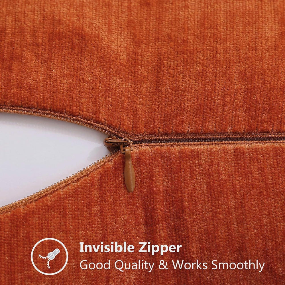 decorUhome Soft Chenille Throw Pillow Covers 22x22 Set of 2 Burnt Orange