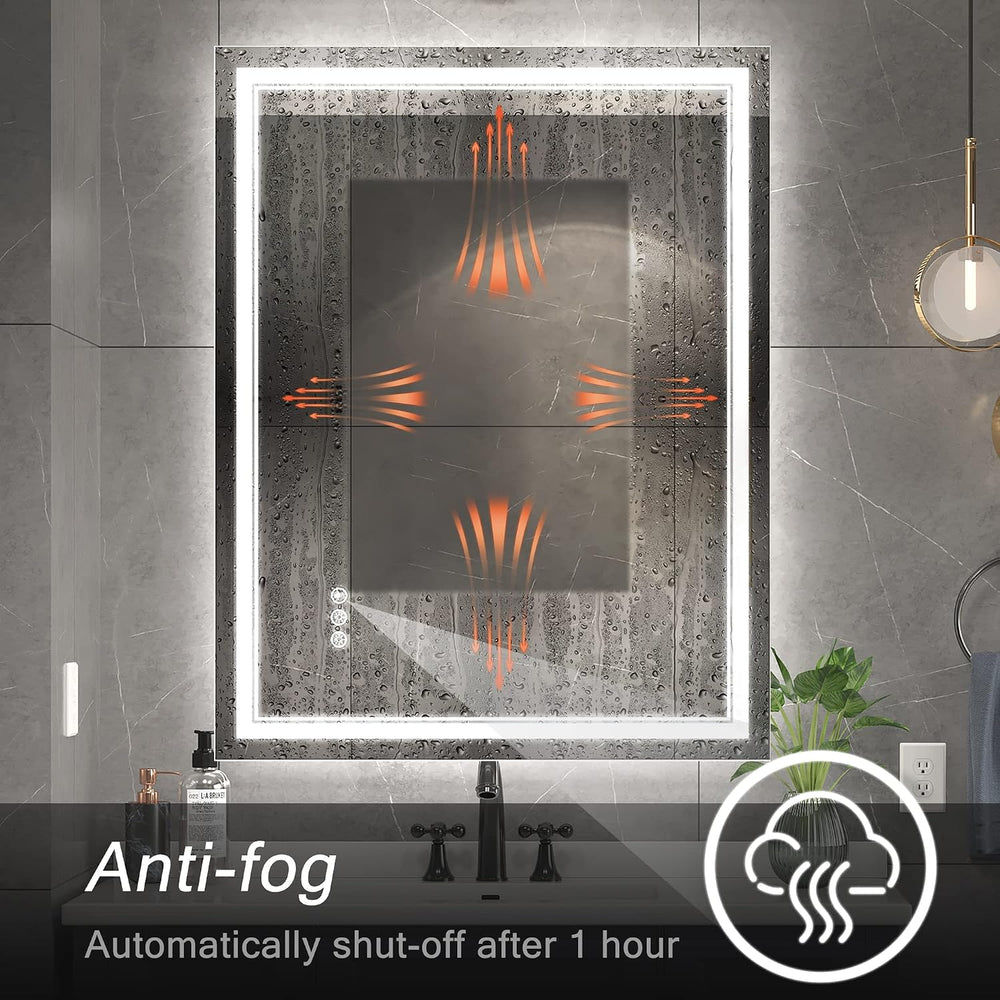 Ratsamee 28x36 LED Bathroom Mirror with Lights, Backlit+Front Lit, Anti-Fog