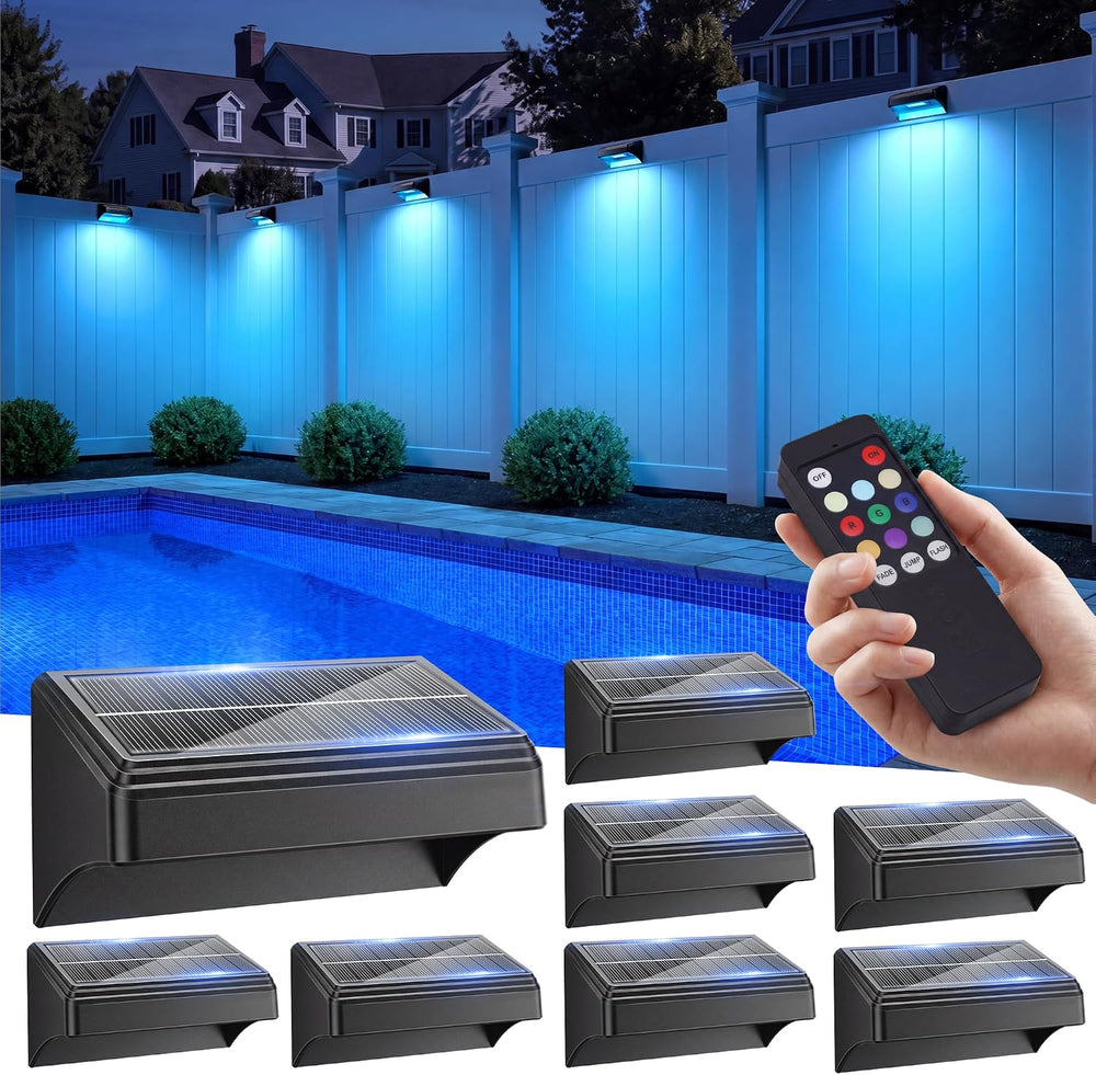VOLISUN Fence Lights Solar Powered with Remote 8 Pack, Warm White, Cool White...