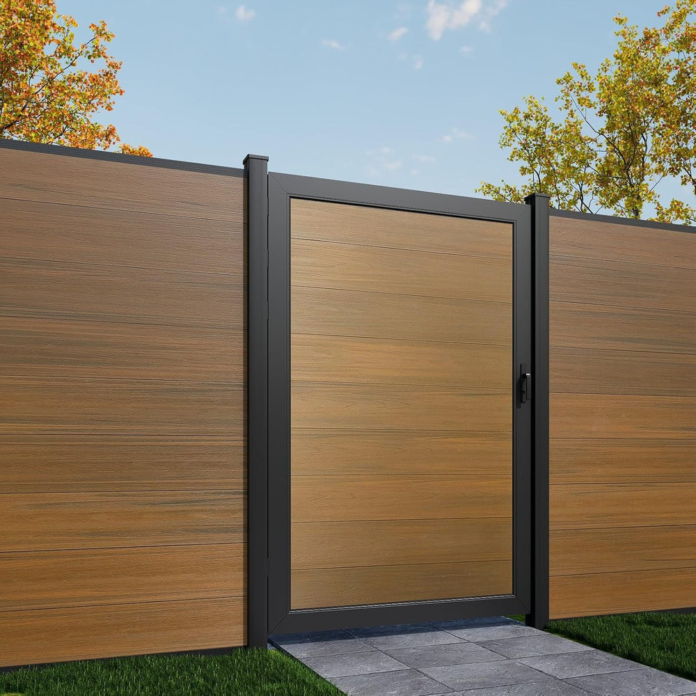 Mondaria Wood Plastic Composite Gate for Privacy Fence 6ft(H)*4ft(W), Fence G...