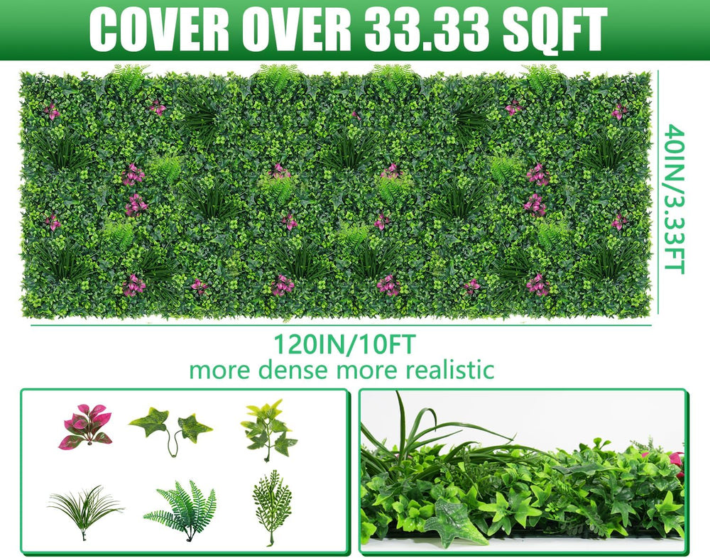 Grooy 40"x120"(33.33 SQFT) Artificial Boxwood Roll Panels for Outdoor