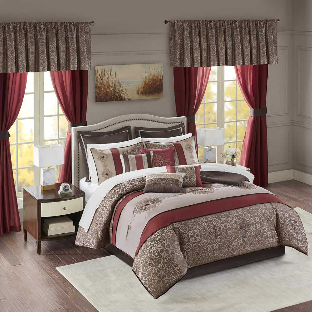 Madison Park Essentials King Comforter Set, 24 Piece Room in a Bag Red