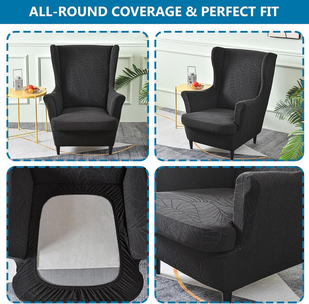 HZDHCLH Waterproof Wingback Chair Slipcovers 2 Piece,Stretch Spandex Wing Cha...