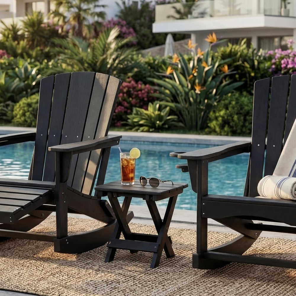 Folding Outdoor Side Table,Small HDPE Patio Table,All-Weather Compact Portabl...