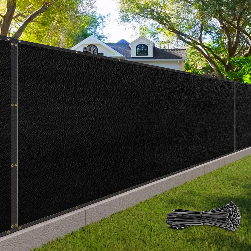 7' x 24' Black Fence Privacy Screen Commercial Grade Heavy Duty Black...