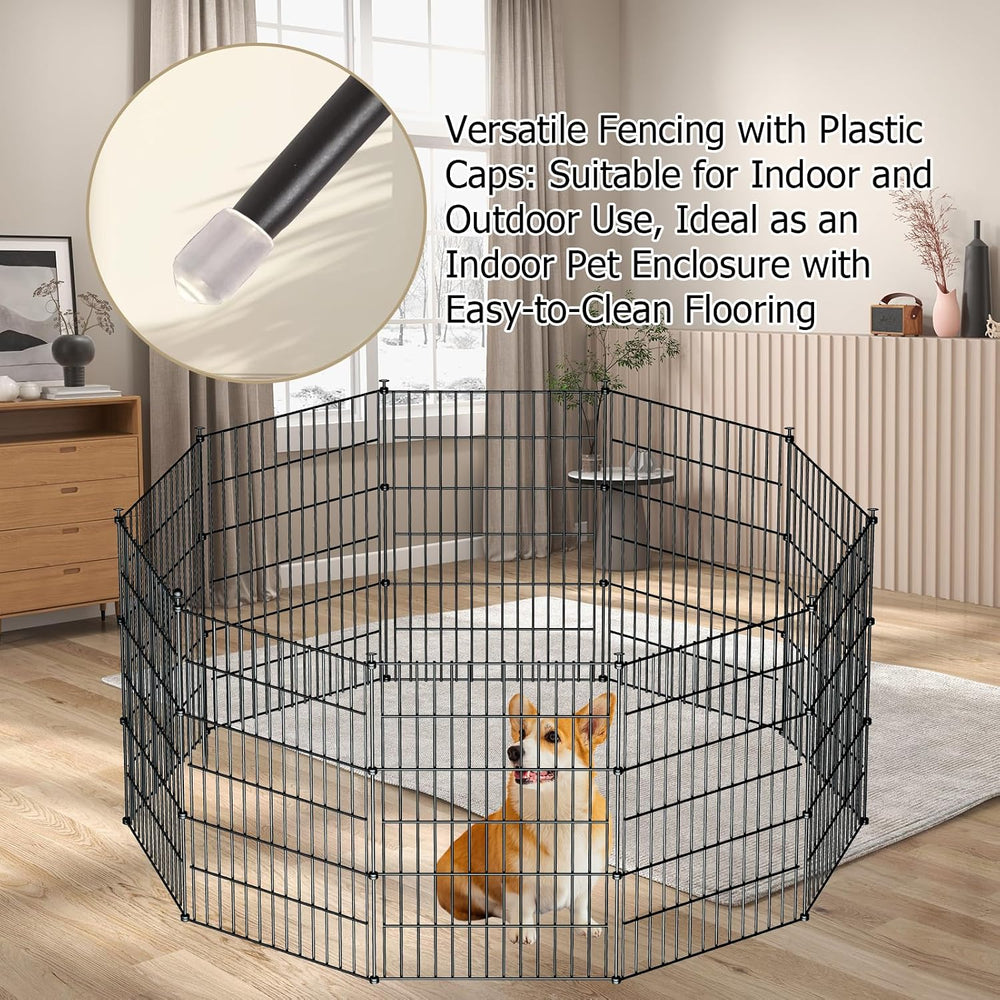 10‑Panel No‑Dig Garden Fence, 24" H x 20'L Outdoor Dog Barrier