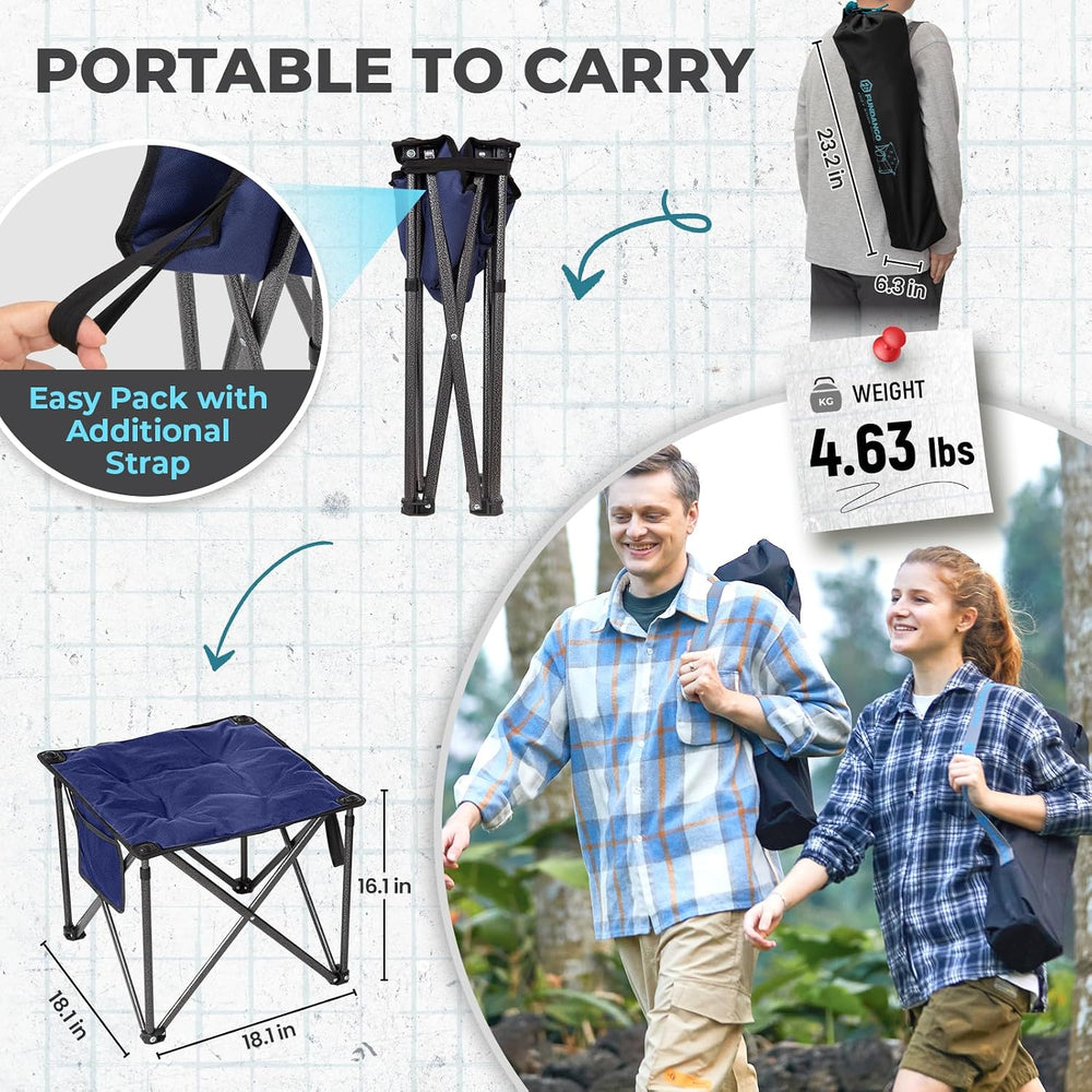 FUNDANGO Oversized Camping Stool for Adults,Thick Padded 18.1 Inch Folding Ot...