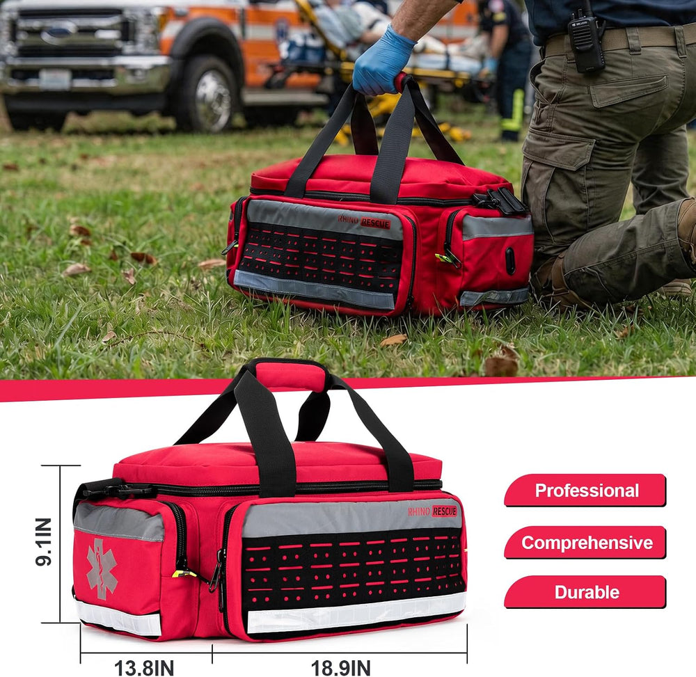RHINO RESCUE First Responder Large EMT Bag Fully Stocked with Medications