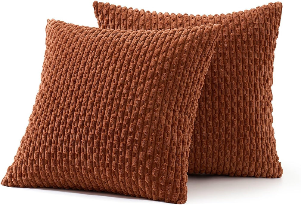 MIULEE Euro Sham Fall Decorative Throw Pillow Covers 22x22 Rust Corduroy